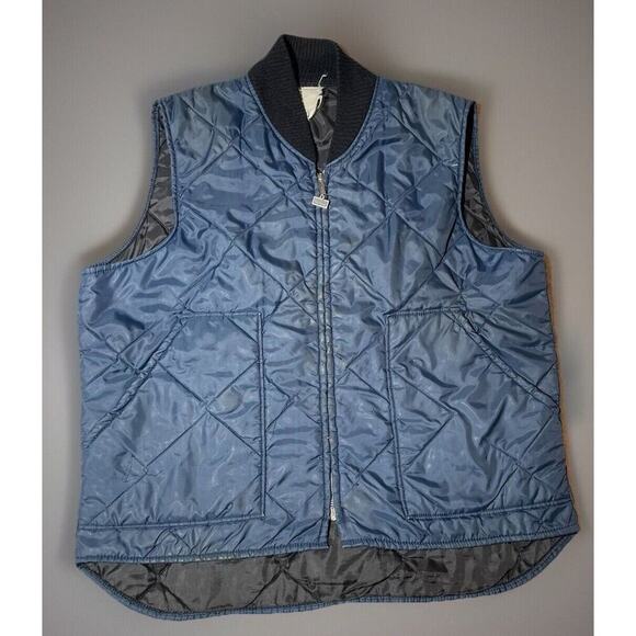 Vintage Quilted Vest LG 90s Walls Diamond Quilted Vest‎ Navy Outerwear EUC LARGE - Picture 1 of 9